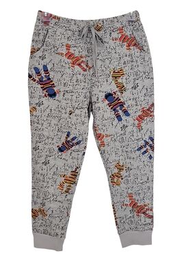 easel Joggers with Colorful Sock Monkey Print  Gray Sz L